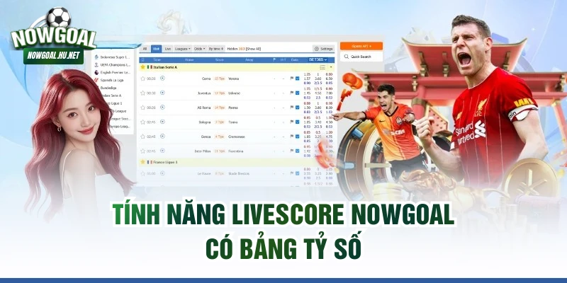 Tính năng livescore NOWGOAL có bảng tỷ số